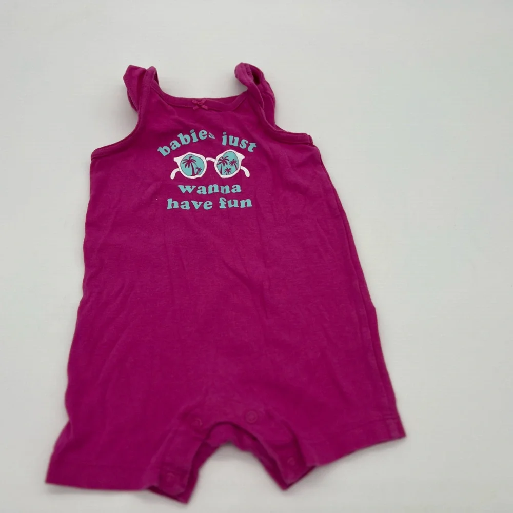 Carters Girls Baby 12 Month Sleeveless Pink Romper